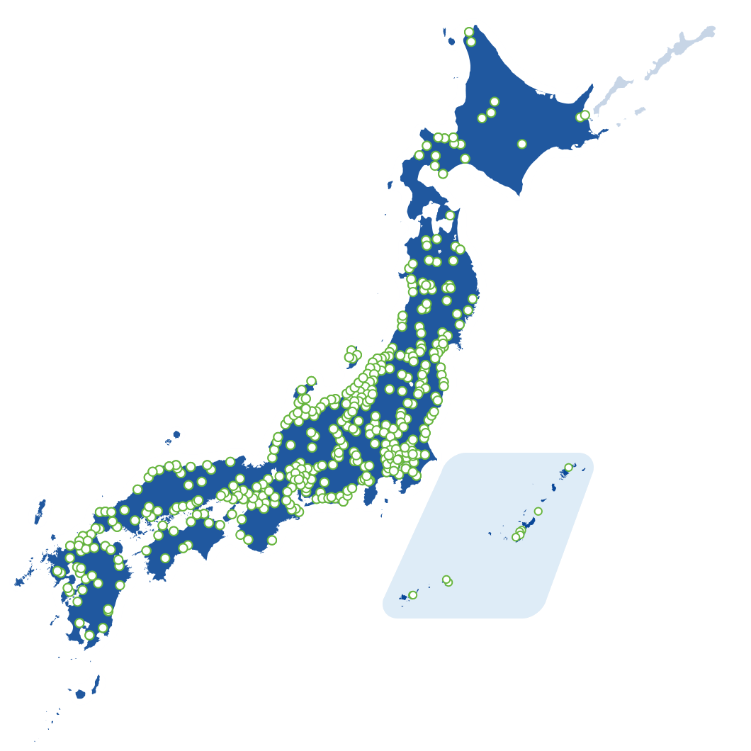 直接顧客が全国に広がっています。